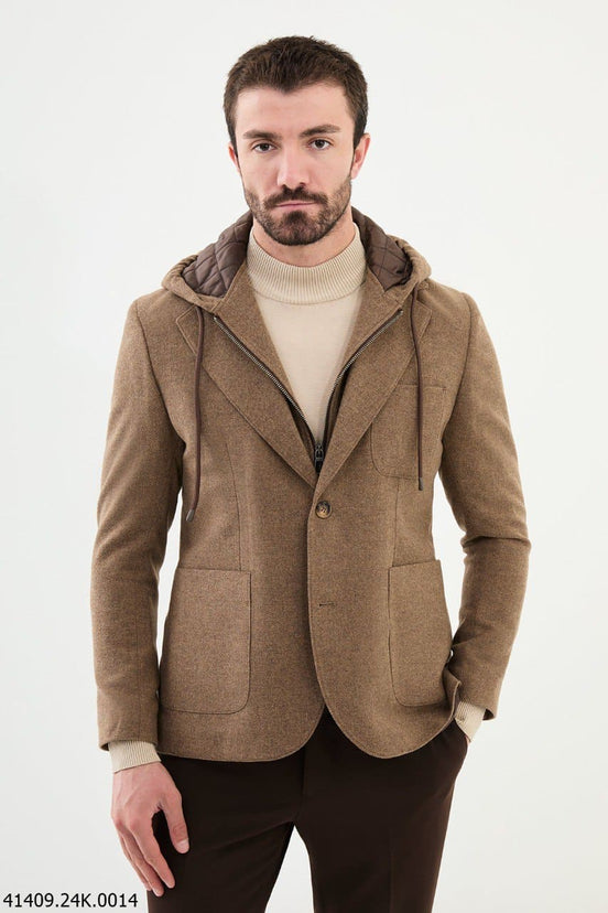 Brown Hooded Blazer