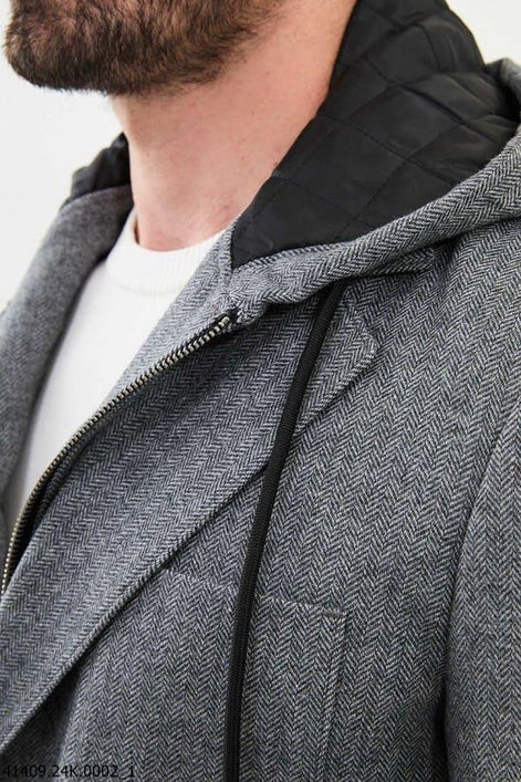 Tea Men's Gray Hooded Blazer