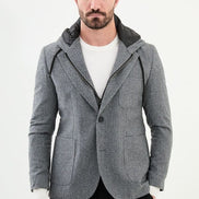 Tea Men's Gray Hooded Blazer