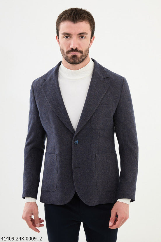 Navy Blue Hooded Blazer