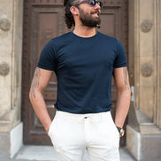 Tea Navy Blue Round Neck T-Shirt