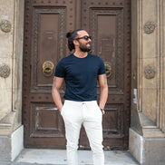 Tea Navy Blue Round Neck T-Shirt