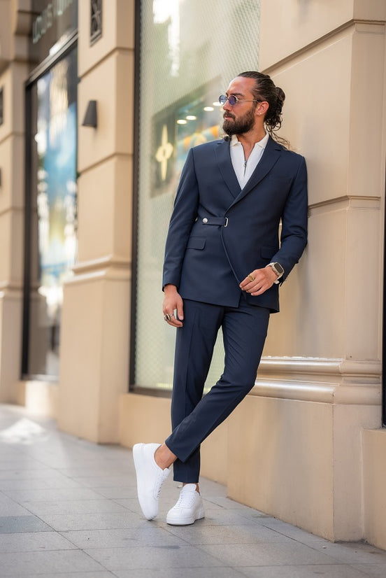 Navy Blue Double Breasted Suit