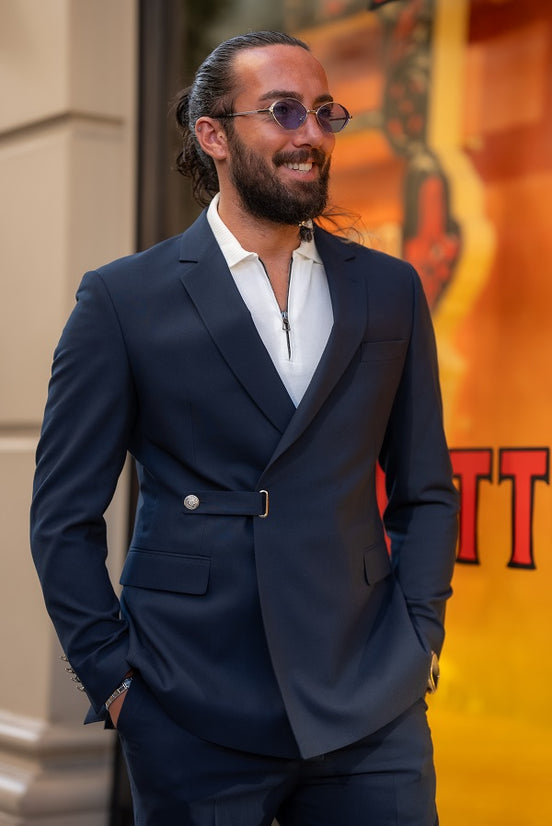 Navy Blue Double Breasted Suit