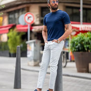 Tea Navy Blue Slim Fit Crew Neck T-Shirt