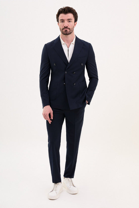 Navy Blue Double Breasted Suit