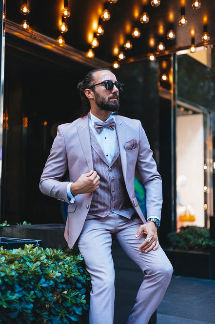 Tea Slim Fit Peak Lapel Pink Tuxedo