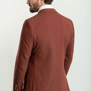 Tea Slim Fit Notch Lapel 3 Piece Rust Brown Suit