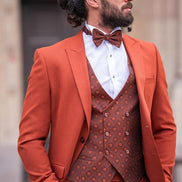 Tea Slim Fit Peak Lapel Rust Brown Tuxedo