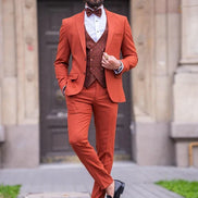 Tea Slim Fit Peak Lapel Rust Brown Tuxedo