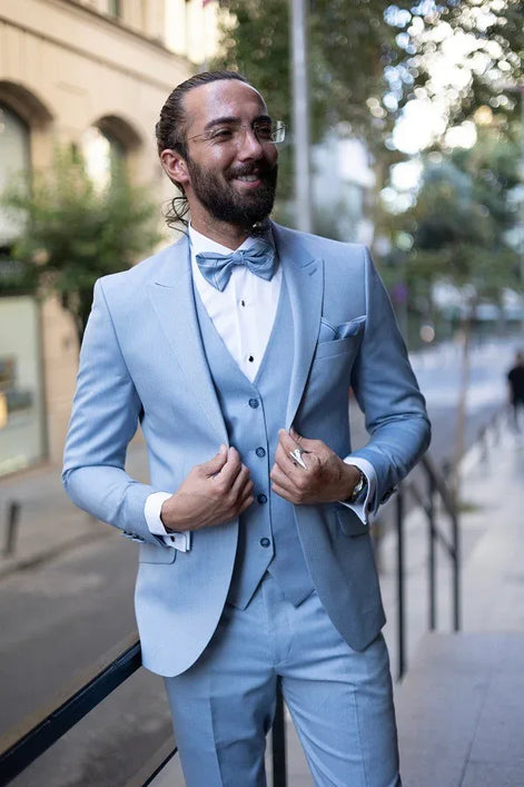 Elegant Sky Blue Tuxedo for Men