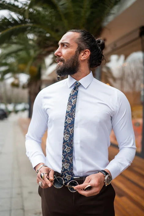 Tea Slim Fit Cotton White Formal Shirt