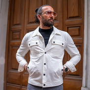 Tea White Slim Fit Double Pocket Buttoned Coat