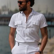 Tea White Slim Fit Double Pocket Casual Shirt