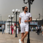 Tea White Slim Fit Double Pocket Casual Shirt