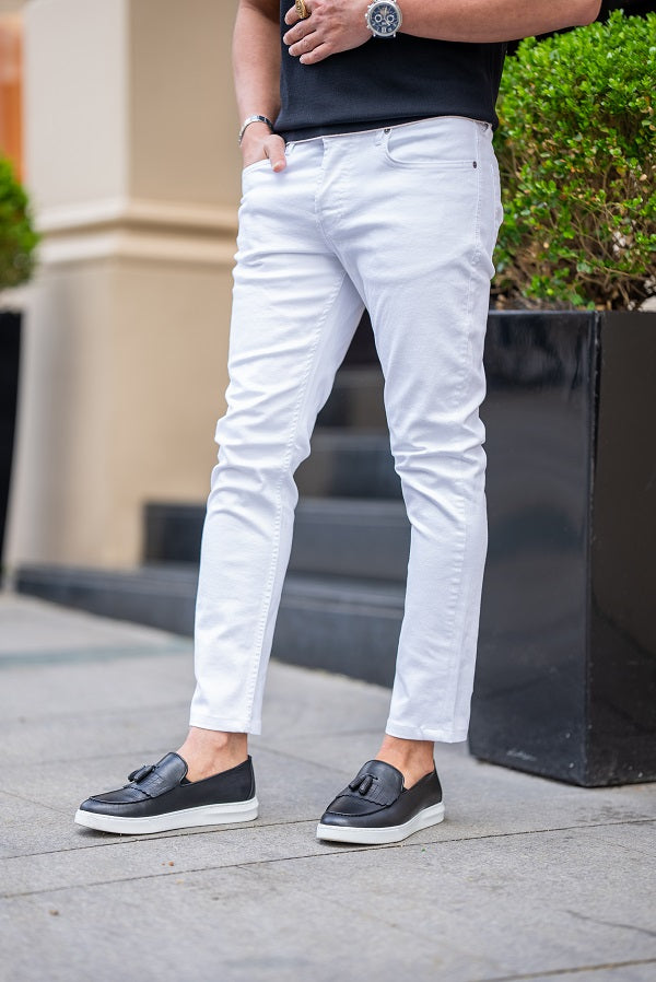 Tea White Slim Fit Jeans