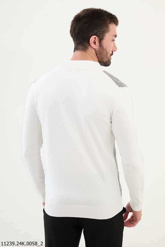 shop white knit zipper cardigan for man