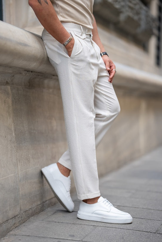 White Striped Chino Pants