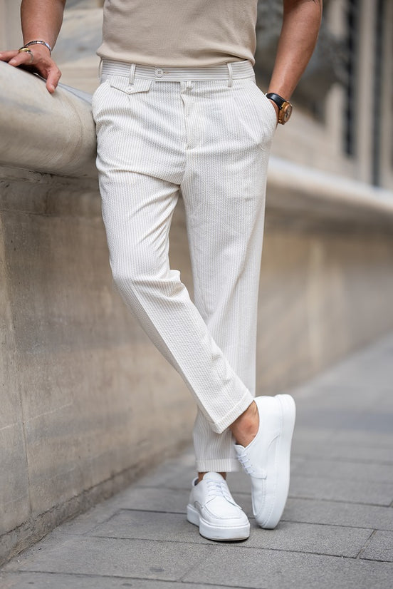 White Striped Chino Pants