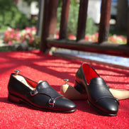 The Oliver Black Double Monk Strap Shoes