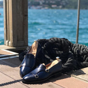 The Oliver Navy Blue Double Monk Strap Shoes