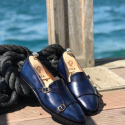 The Oliver Navy Blue Double Monk Strap Shoes