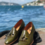 The Oth Kiltie Green Tassel Loafers