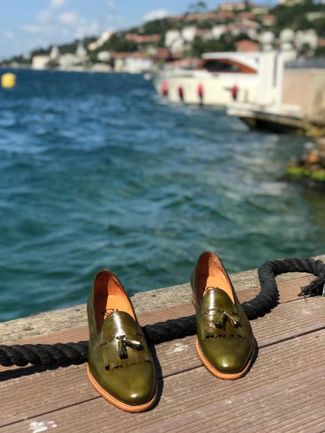 The Oth Kiltie Green Tassel Loafers