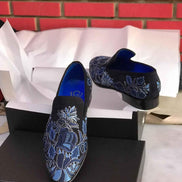 The Sumptuous Navy Blue Embroidered Loafers