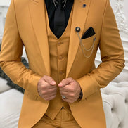 Whitney Slim Fit Peak Lapel Mustard Suit