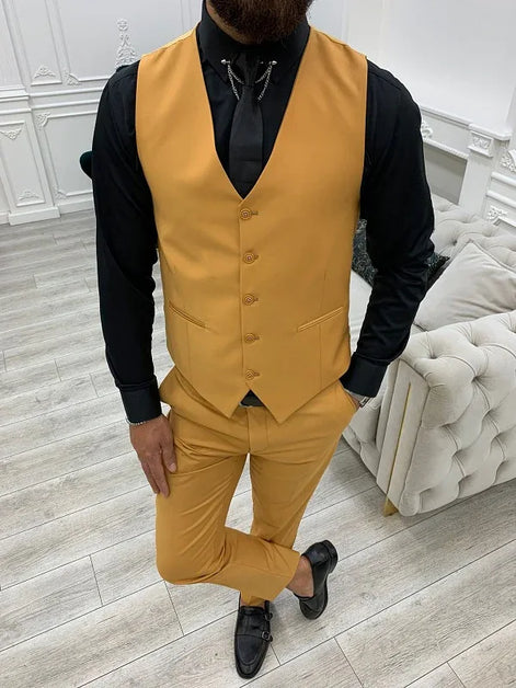 Whitney Slim Fit Peak Lapel Mustard Suit