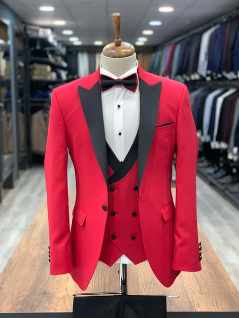 Whitney Slim Fit Peak Lapel Red Tuxedo
