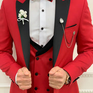 Whitney Slim Fit Peak Lapel Red Tuxedo