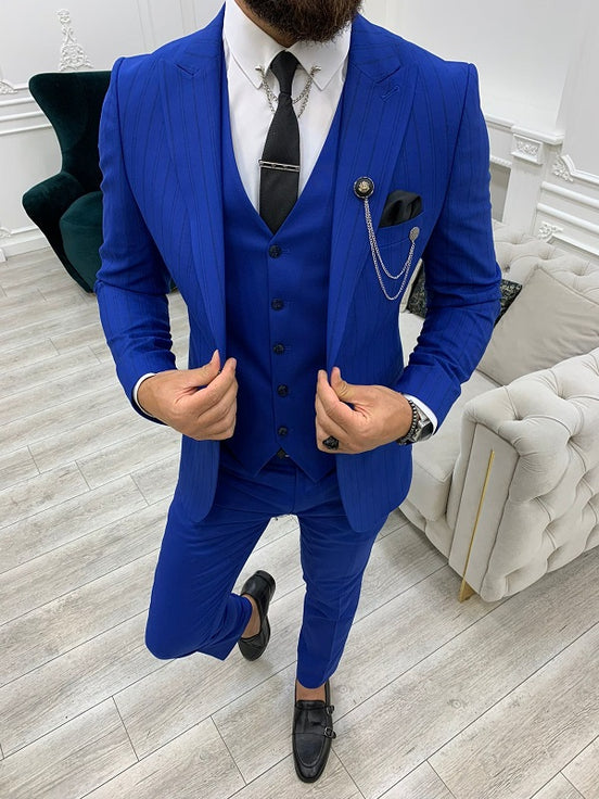 Royal Blue Striped Suit