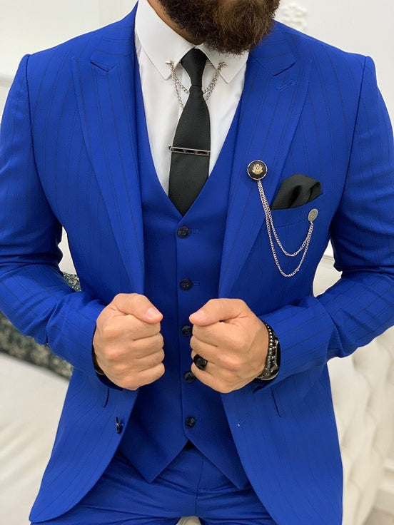 Royal Blue Striped Suit