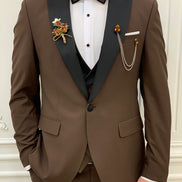 Yukon Slim Fit Peak Lapel Coffee Brown Tuxedo