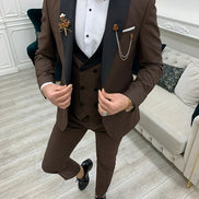 Yukon Slim Fit Peak Lapel Coffee Brown Tuxedo