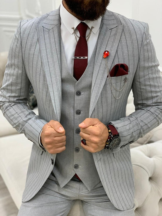 Gray Striped Suit