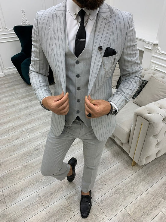 Gray Striped Suit