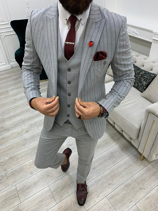 Gray Striped Suit