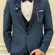 Yukon Slim Fit Peak Lapel Blue Tuxedo