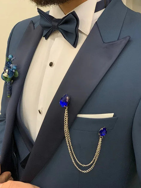 Yukon Slim Fit Peak Lapel Blue Tuxedo