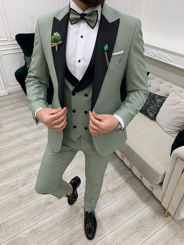 Yukon Light Green Slim Fit Peak Lapel Tuxedo