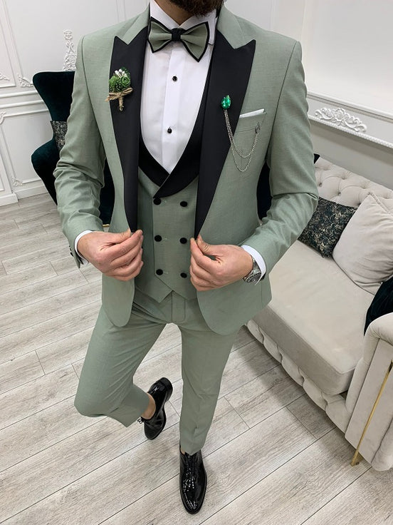 Light Green Slim Fit Peak Lapel Tuxedo - Friars Tux