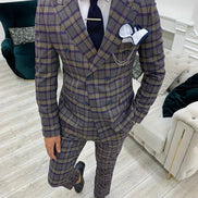 Yukon Purple Slim Fit Double Breasted Plaid Suit