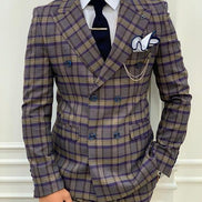 Yukon Purple Slim Fit Double Breasted Plaid Suit