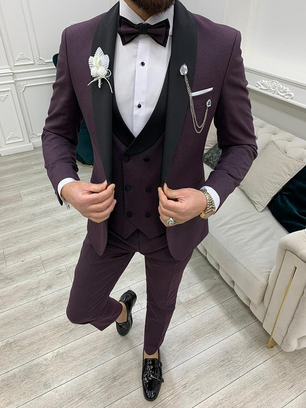 Yukon Slim Fit Shawl Lapel Purple Tuxedo