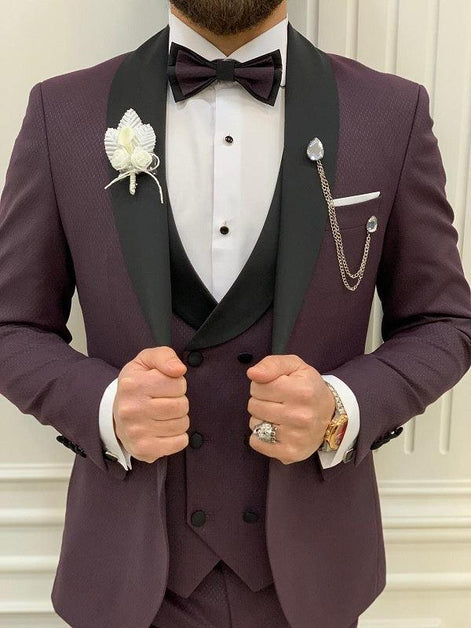 Yukon Slim Fit Shawl Lapel Purple Tuxedo