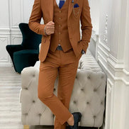 Yukon Rust Slim Fit Peak Lapel Striped Suit