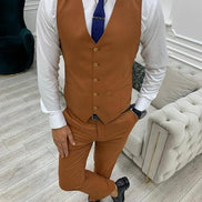 Yukon Rust Slim Fit Peak Lapel Striped Suit